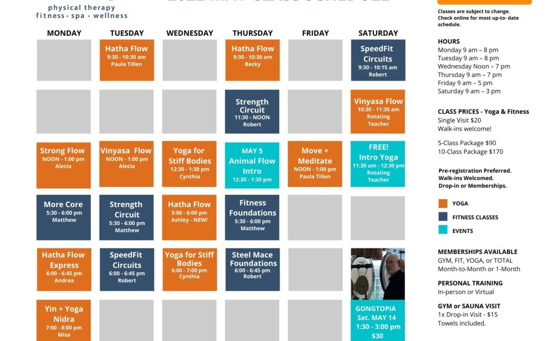 May 2022 INVIVO Class Schedule